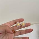 Flower Acrylic Earring 1 Pair - Yellow & Beige - One Size