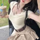 Short-sleeve Heart Slim-fit Top
