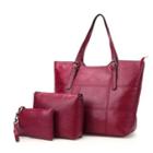 Set Of 3: Faux-leather Tote + Clutch Bag + Shoulder Bag