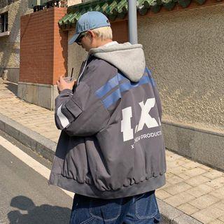 Mock Two-piece Lettering Jacket