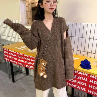 Cutout Long-sleeve Loose-fit Sweater