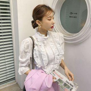 Frilled Cotton Pintuck Blouse