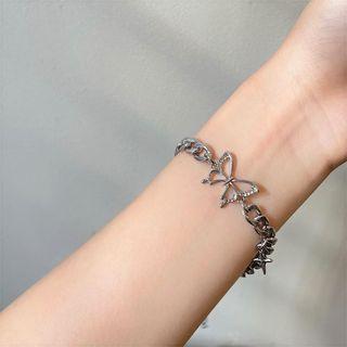 Butterfly Stainless Steel Bracelet 1 Pc - Silver - One Size