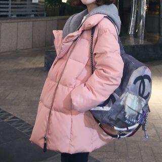 Mock Two Piece Hooded Down Coat