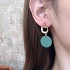 Disc Alloy Dangle Earring Bm2821 - 1 Pair - Gold & Green - One Size
