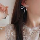 Faux Crystal Bow Earring 1 Pair - Silver - One Size