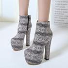 Faux-leather Snake-print Ankle Boots