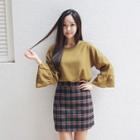 Ruffle-cuff Long Sleeve Top