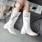 Lace Panel Bow Accent Short Boots