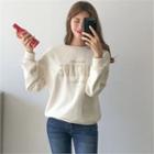 Vintage Text Lace-trim Sweatshirt