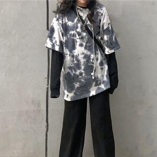 Short-sleeve Pattern T-shirt Floral - One Size