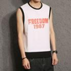Lettering Mock Two-piece Sleeveless Top