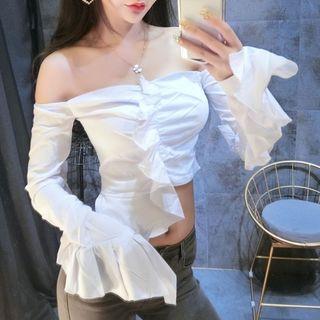 Off-shoulder Ruffle Crop Blouse