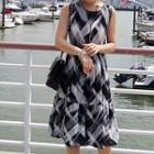 Sleeveless Ruffle-hem Midi Dress (2 Designs)