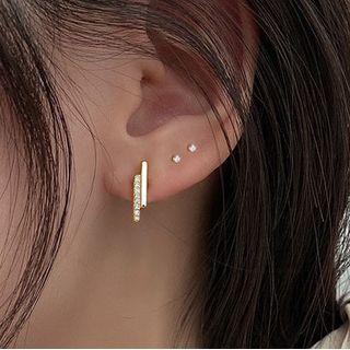 Bar Rhinestone Sterling Silver Earring