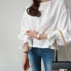 Balloon-sleeve Banded-cuff Top