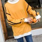 Contrast Trim Paneled Pullover Yellow - One Size