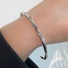 Lettering Twisted Alloy Open Bangle 1 Pc - S168 - Silver - One Size