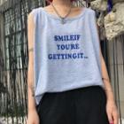 Lettering Tank Top Gray - One Size