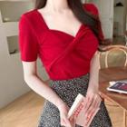 Sweetheart-neck Knotted Top