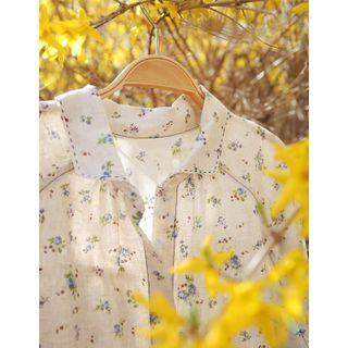 Stitch-trim Floral Print Blouse
