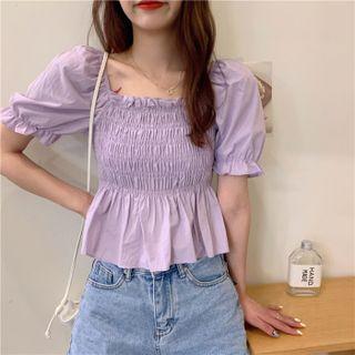 Smocked Short Sleeve Blouse