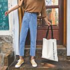 Straight Cut Raw Hem Jeans