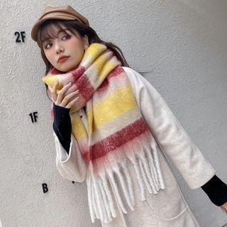 Color Block Fringed Shawl