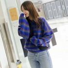 Multicolor-striped Loose-fit Knit Top