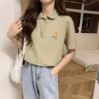 Short-sleeve Orange Embroidered Polo Shirt