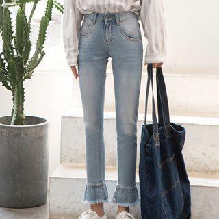 Fringed Slim Fit Jeans