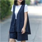Set: Striped Vest + Shorts As Shown In Figure - One Size