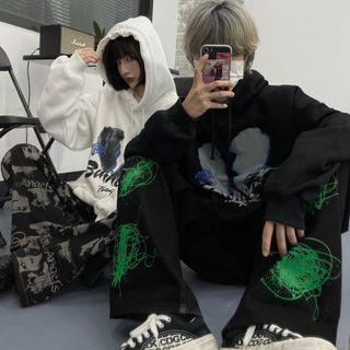 Couple Matching Heart Print Hooded Sweatshirt