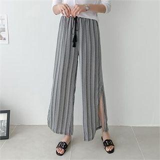 Slit-hem Patterned Pants