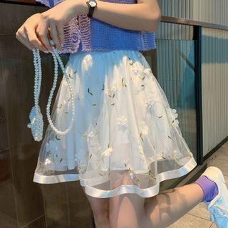 Floral Mesh Mini A-line Skirt