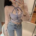 Tie-strap Lace Panel Cropped Blouse