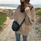 Plain Batwing-sleeve Hooded Sweater