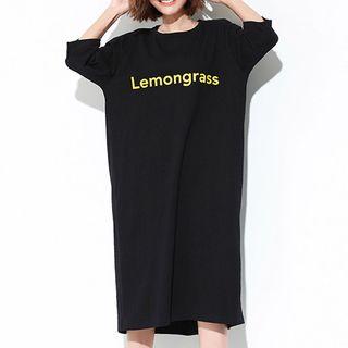 Letter Open Back T-shirt Dress