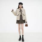 Button-up Jacket / Pleated Skirt / Blouse