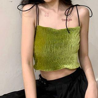 Sleeveless Velvet Cropped Top