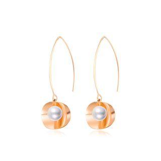 Fashion And Elegant Plated Rose Gold Geometric Pearl 316l Stainless Steel Earrings Rose Gold - One Size