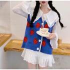 Light Shirt / Strawberry Pattern Knit Vest