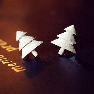 Sterling Silver Christmas Tree Studs As Shown In Figure - One Size