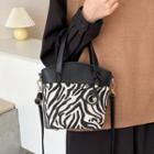 Zebra Print Faux Leather Bucket Bag
