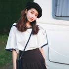 Piped Sailor Collar Short-sleeve Top