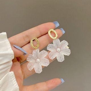 Flower Resin Dangle Earring 1 Pair - Gold - One Size