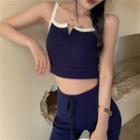Set: Contrast Trim Camisole Top + Pants