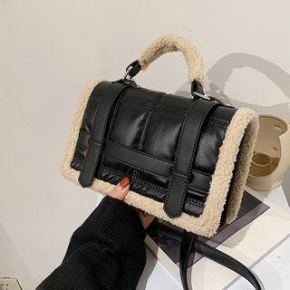 Fleece Top Handle Crossbody Bag Black - One Size