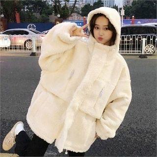Hooded Fleece Jacket Ivory - One Size