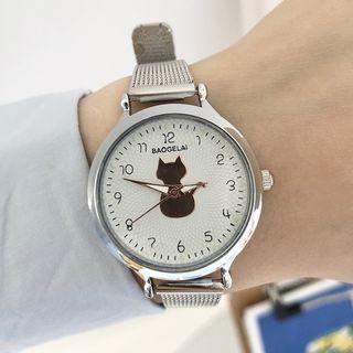 Cat Print Alloy Strap Watch